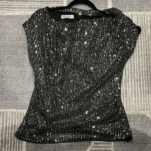 Grace Karin Black Sequin One Shoulder Blouse